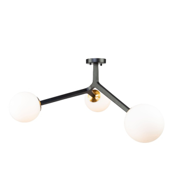 Artcraft Ravello 3-Light Semi-Flush Mount - 120V - Black / Harvest Brass