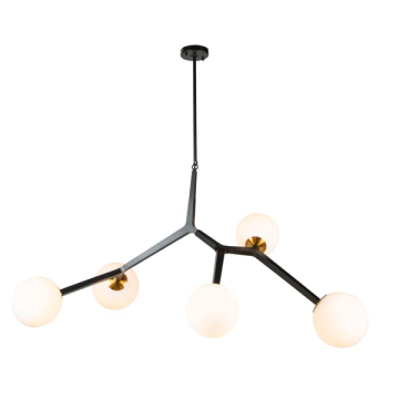 Artcraft Ravello 5-Light Pendant - 120V - Black / Harvest Brass