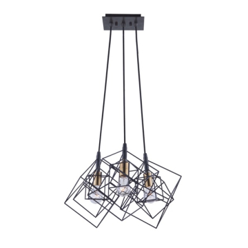Artcraft Artistry 3-Light Chandelier - 120V - Matte Black / Harvest Brass