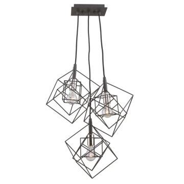 Artcraft Artistry 3-Light Chandelier - 120V - Matte Black / Polished Nickel