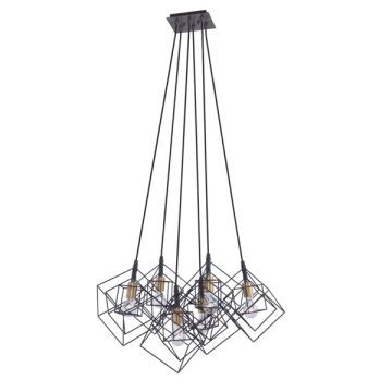 Artcraft Artistry 6-Light Chandelier - 120V - Matte Black / Harvest Brass