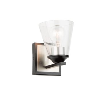 Artcraft Wheaton 1-Light Vanity Light - 120V - Black / Brushed Nickel