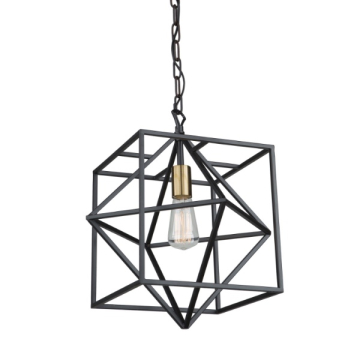 Artcraft Roxton 1-Light Pendant - 120V - Matte Black / Harvest Brass