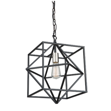 Artcraft Roxton 1-Light Pendant - 120V - Matte Black / Polished Nickel