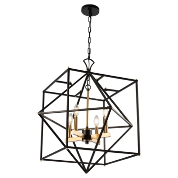 Artcraft Roxton 4-Light Chandelier - 120V - Matte Black / Harvest Brass