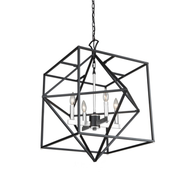 Artcraft Roxton 4-Light Chandelier - 120V - Matte Black / Polished Nickel