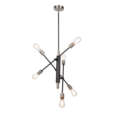 Artcraft Truro 6-Light Pendant - 120V - Black / Brushed Nickel