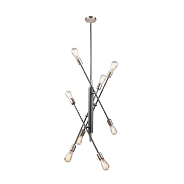 Artcraft Truro 8-Light Pendant - 120V - Black / Brushed Nickel
