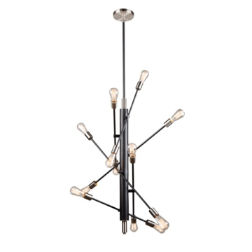 Artcraft Truro 12-Light Pendant - 120V - Black / Brushed Nickel