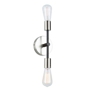 Artcraft Truro 2-Light Wall Sconce - 120V - Black / Brushed Nickel
