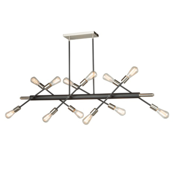 Artcraft Truro 12-Light Island Light - 120V - Matte Black / Brushed Nickle