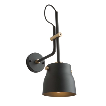 Artcraft Euro Industrial 1-Light Wall Sconce - 120V - Matte Black / Harvest Brass