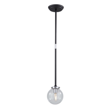 Artcraft Vero Modo 1-Light Pendant - 60W - 120V - Matte Black / Chrome
