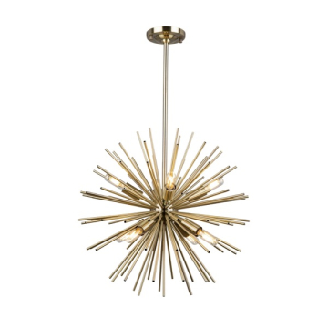 Artcraft Sunburst 8-Light Chandelier - 120V - Satin Brass