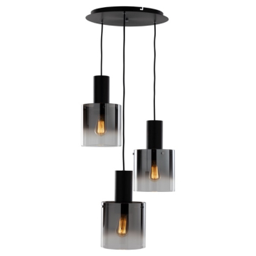 Artcraft Henley 3-Light Chandelier - 120V - Satin Black / Smoke Glass