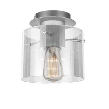 Artcraft Henley 1-Light Flush Mount - 120V - Brushed Aluminum / Clear Glass
