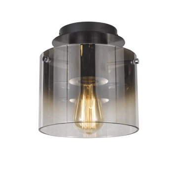 Artcraft Henley 1-Light Flush Mount - 120V - Satin Black / Smoke Glass