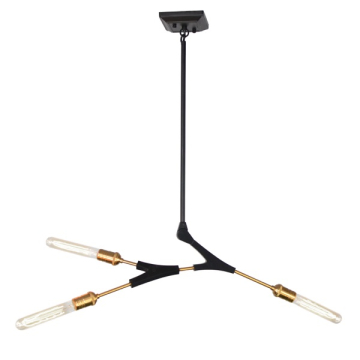 Artcraft Filiali 3-Light Chandelier - 40W - 120V - Black / Harvest Brass
