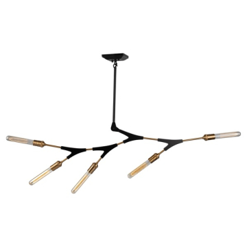 Artcraft Filiali 5-Light Chandelier - 40W - 120V - Black / Harvest Brass