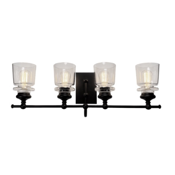 Artcraft Castara 4-Light Vanity Light - 120V - Black / Brass