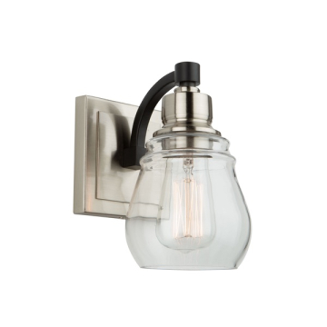 Artcraft Nelson 1-Light Vanity Light - 120V - Black / Brushed Nickel