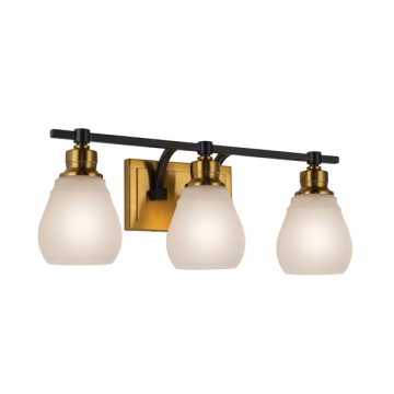Artcraft Nelson 3-Light Vanity Light - 120V - Brass / Black