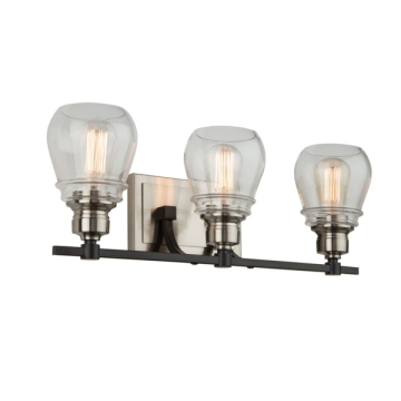 Artcraft Nelson 3-Light Vanity Light - 120V - Black / Brushed Nickel