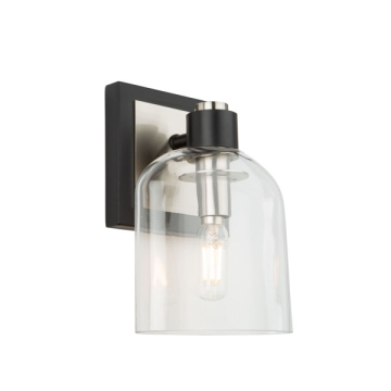 Artcraft Lyndon 1-Light Vanity Light - 120V - Black / Brushed Nickel