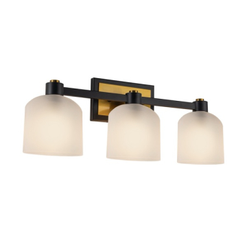 Artcraft Lyndon 3-Light Vanity Light - 120V - Black / Brushed Brass