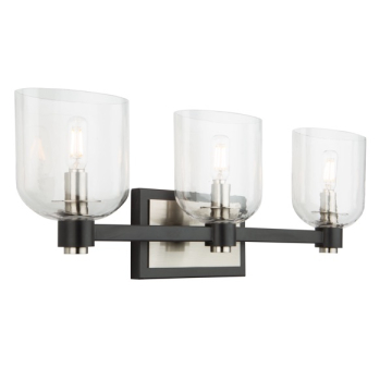 Artcraft Lyndon 3-Light Vanity Light - 120V - Black / Brushed Nickel