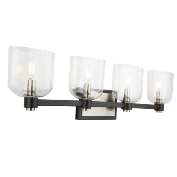 Artcraft Lyndon 4-Light Vanity Light - 120V - Black / Brushed Nickel