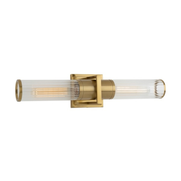 Artcraft Positano 2-Light Vanity Light - 120V - Brushed Brass / Clear Glass