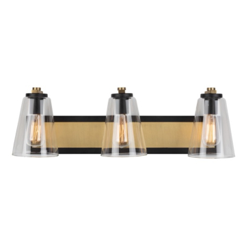 Artcraft Treviso 3-Light Vanity Light - 120V - Black / Brass