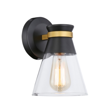 Artcraft Kanata 1-Light Wall Sconce - 120V - Black / Brushed Brass