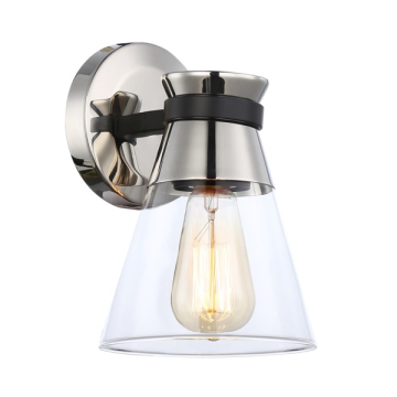 Artcraft Kanata 1-Light Wall Sconce - 120V - Black / Brushed Nickel