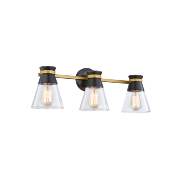 Artcraft Kanata 3-Light Vanity Light - 120V - Black / Brushed Brass