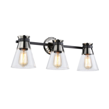 Artcraft Kanata 3-Light Vanity Light - 120V - Black / Brushed Nickel