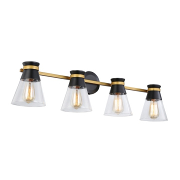 Artcraft Kanata 4-Light Vanity Light - 120V - Black / Brushed Brass