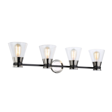 Artcraft Kanata 4-Light Vanity Light - 120V - Black / Brushed Nickel