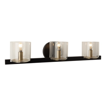 Artcraft Salinas 3-Light Vanity Light - 120V - Black / Brass