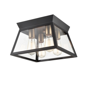 Artcraft Lucian 4-Light Flush Mount - 120V - Black / Brushed Brass