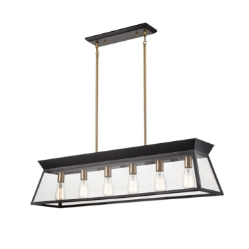 Artcraft Lucian 6-Light Island Light - 120V - Black / Brushed Brass