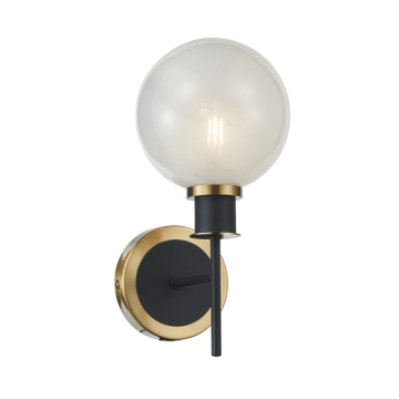 Artcraft Gem 1-Light Wall Sconce - 120V - Black / Brushed Brass