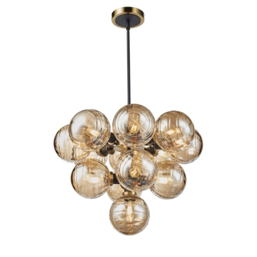 Artcraft Gem 13-Light Chandelier - 120V - Black / Brushed Brass