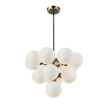 Artcraft Gem 13-Light Chandelier - 120V - Black / Brushed Brass