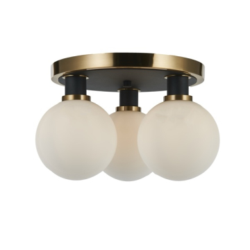 Artcraft Gem 3-Light Semi-Flush Mount - 120V - Black / Brushed Brass