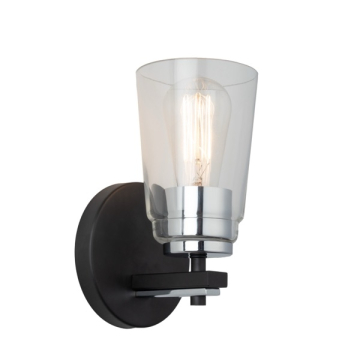 Artcraft Essex 1-Light Vanity Light - 120V - Black / Chrome