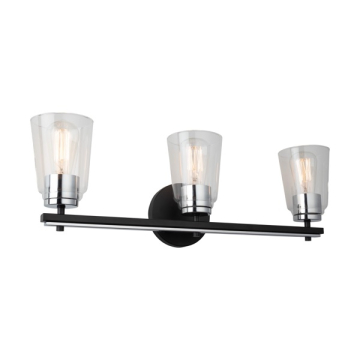 Artcraft Essex 3-Light Vanity Light - 120V - Black / Chrome