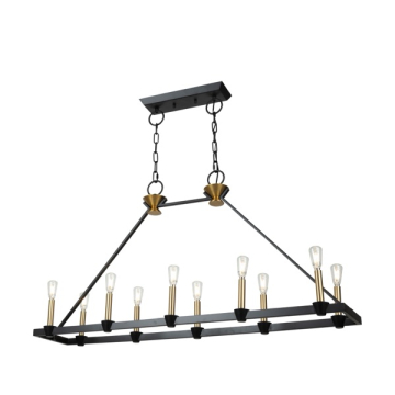 Artcraft Notting Hill 10-Light Island Light - 120V - Black / Brushed Brass
