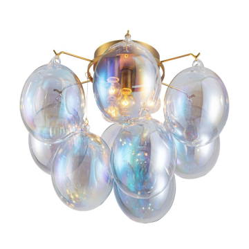 Artcraft Globo 4-Light Semi-Flush Mount - 120V - Brass / Iridescent Glass